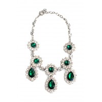 Glam Emerald Crystal Teardrop Statement Necklace